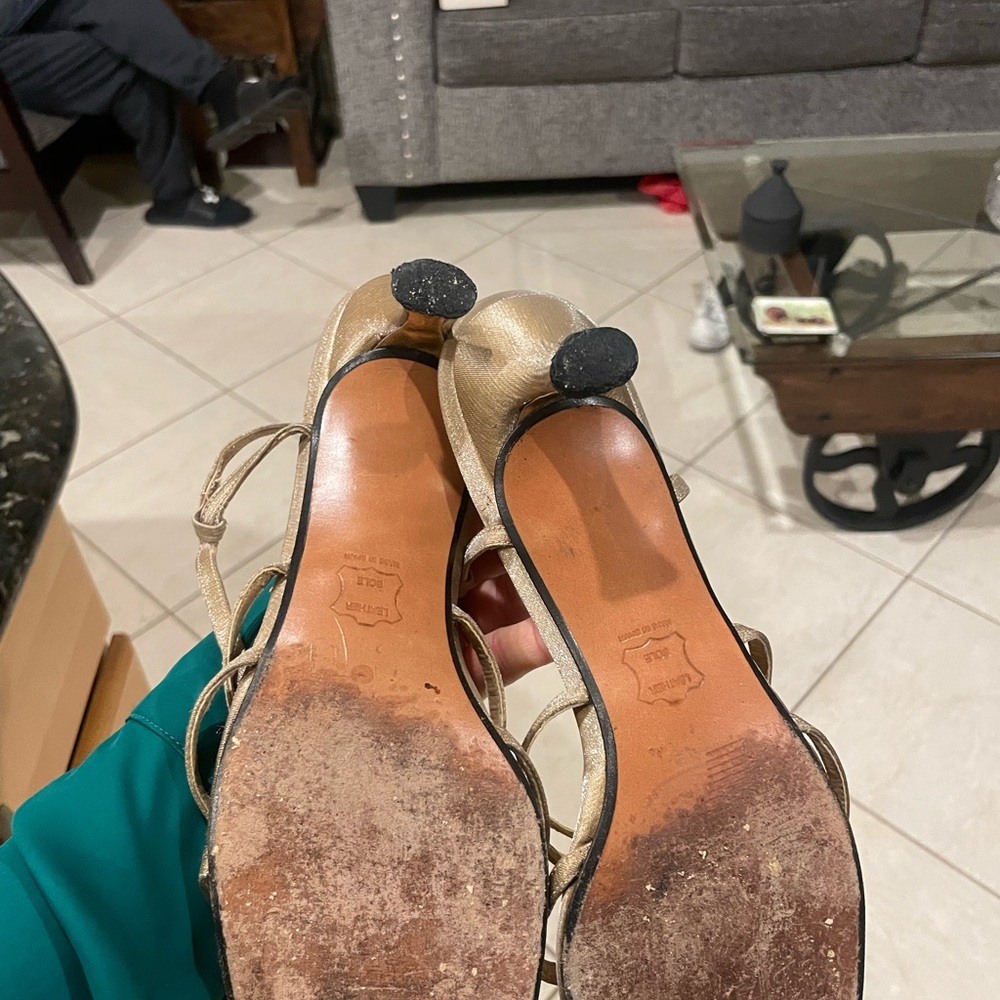 Gold Strappy Women's Heels